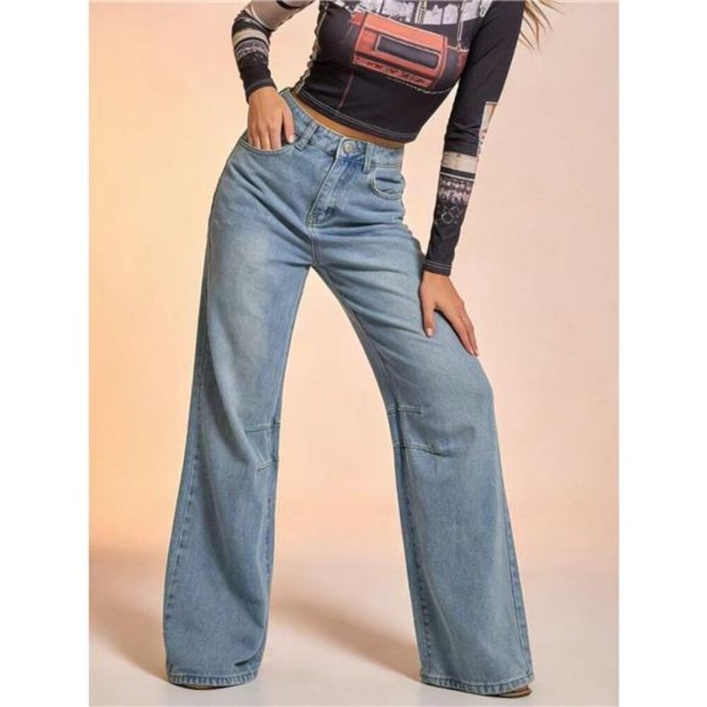 Wide Leg Wash Jeans
